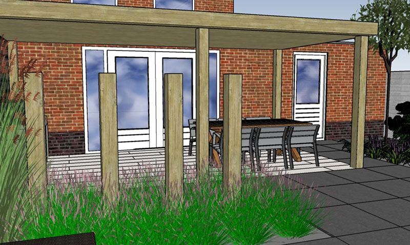 Tuinontwerp van Baronie Tuinontwerpen tijdens het inventariserende gesprek in Breda