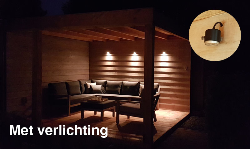 Sfeerverlichting met Inlite ledspots onder een veranda in Breda